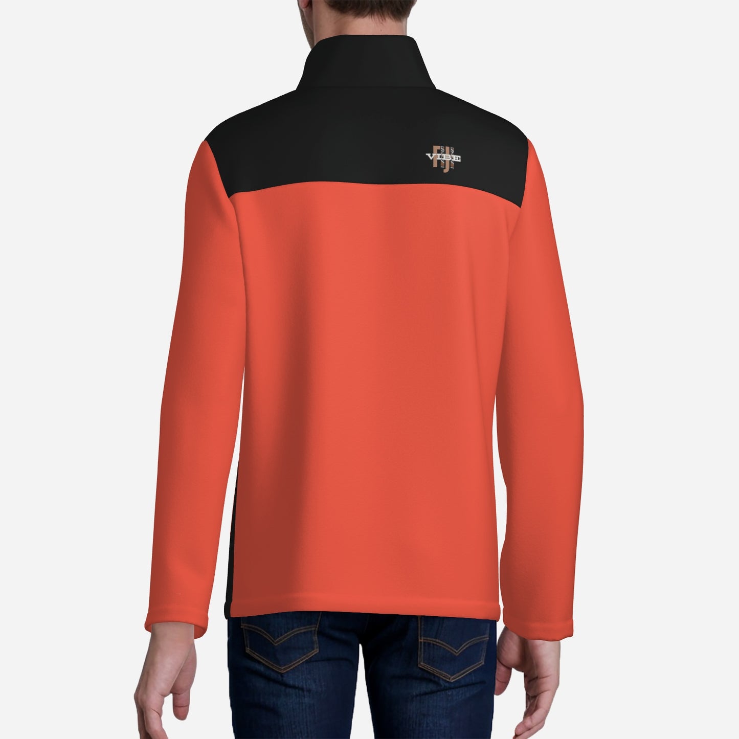 "FijiVibe" (Burnt Orange) Men's Lightweight Fleece Jacket Soft Warm Outwear with Zipper Pockets
