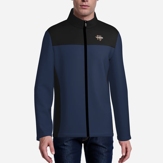 "FijiVibe" (Dark Blue) Men's Lightweight Fleece Jacket Soft Warm Outwear with Zipper Pockets