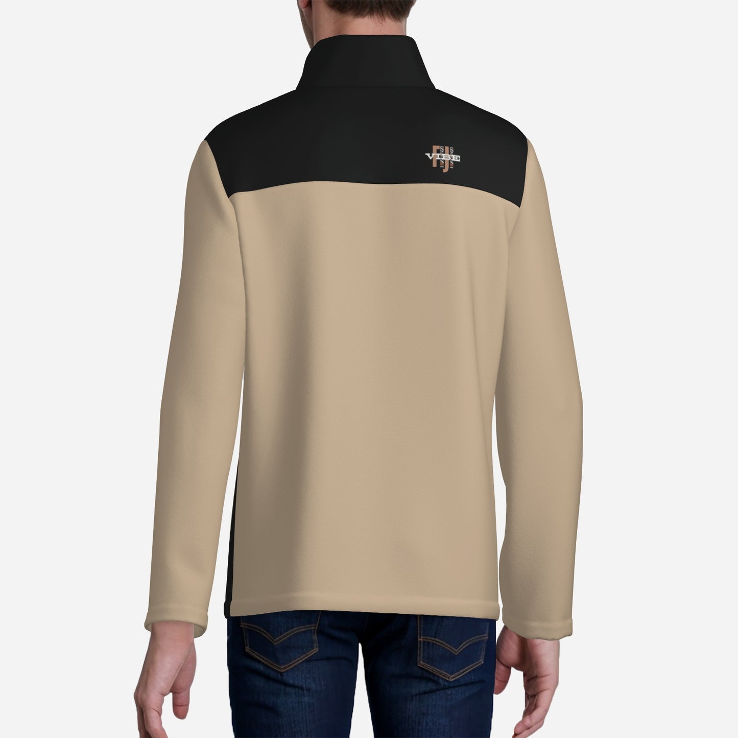 "FijiVibe" (Light Brown) Men's Lightweight Fleece Jacket Soft Warm Outwear with Zipper Pockets