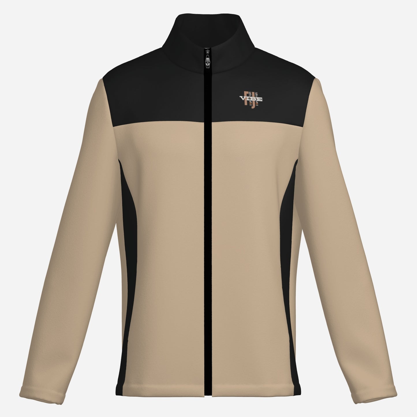 "FijiVibe" (Light Brown) Men's Lightweight Fleece Jacket Soft Warm Outwear with Zipper Pockets