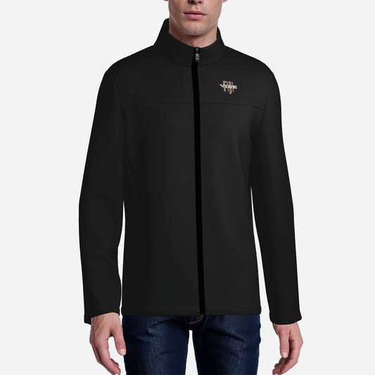"FijiVibe" (Black) Men's Lightweight Fleece Jacket Soft Warm Outwear with Zipper Pockets