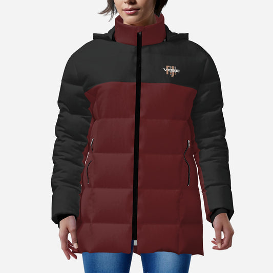"FijiVibe" (Dark Red) Women's Zipper Thicken Jacket Coat