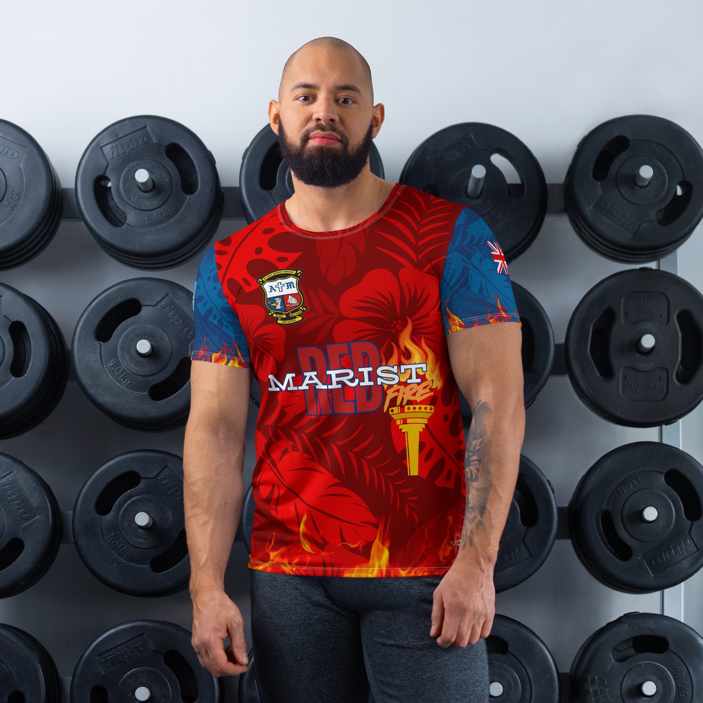 All-Over Print Men's Athletic T-shirt - "MARIST Red Fire"