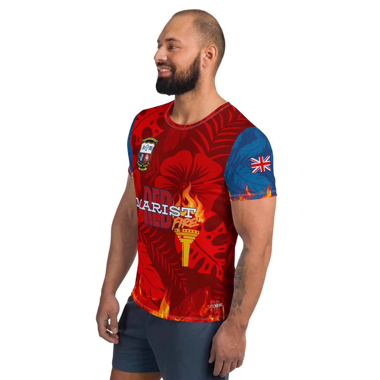 All-Over Print Men's Athletic T-shirt - "MARIST Red Fire"