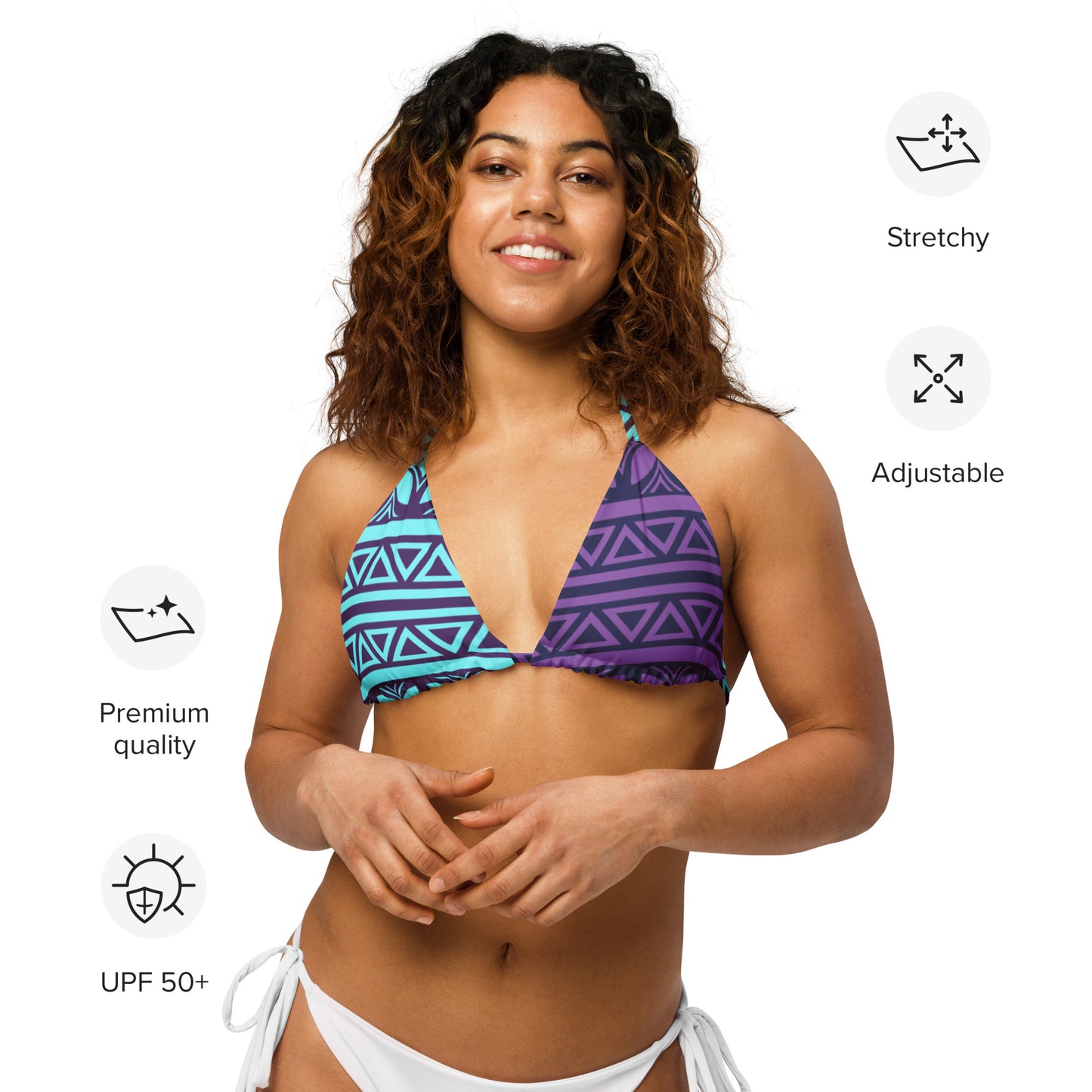 All-over print recycled string bikini top