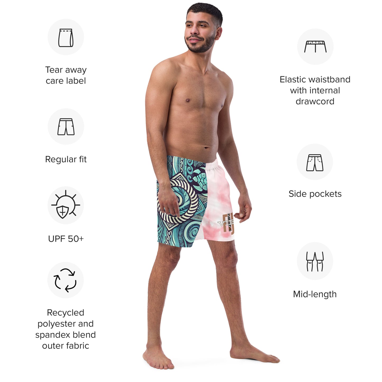 All-Over Print Recycled Swim Trunks