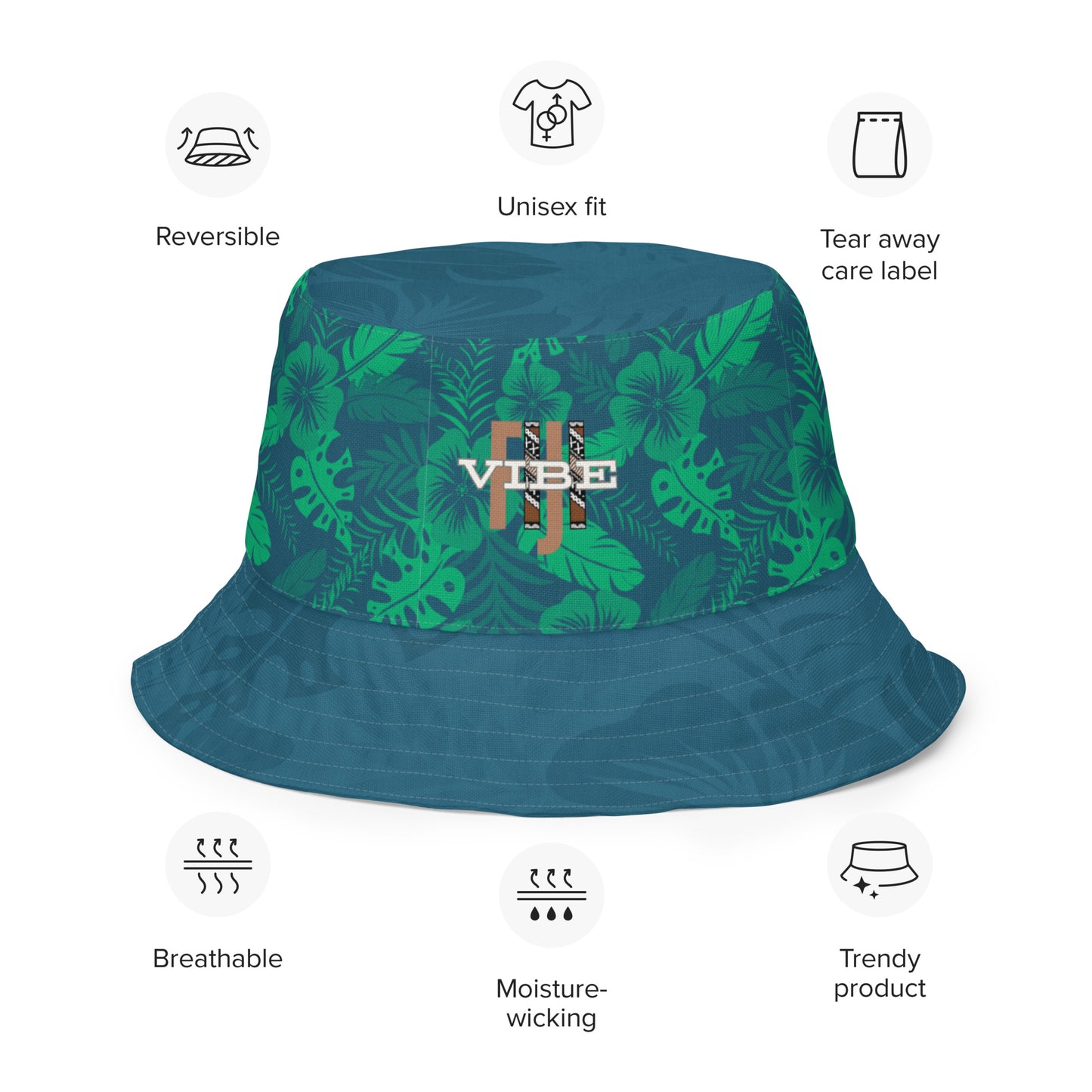 Reversible "The Rainforest" bucket hat